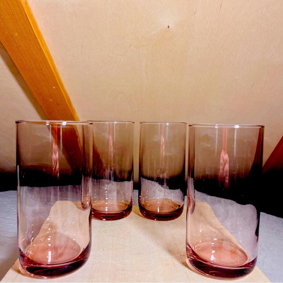 Libbey Other - 🌸HP🌸Set of 4 Vintage Metropolitan Plum Pink Libbey Flat MCM Tumblers